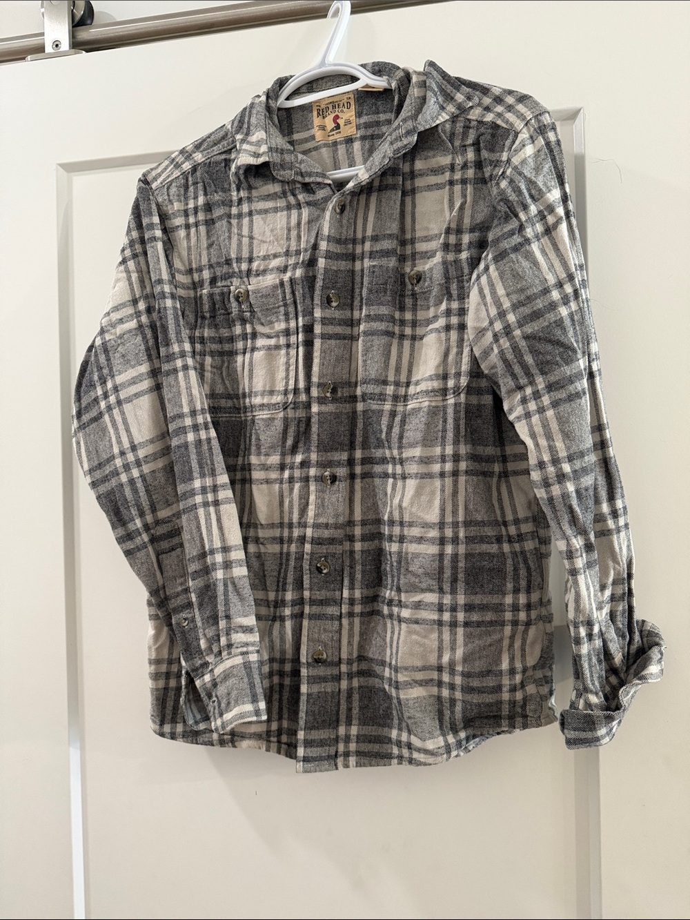 RedHead Men’s Gray and White Plaid Button-Up Shirt